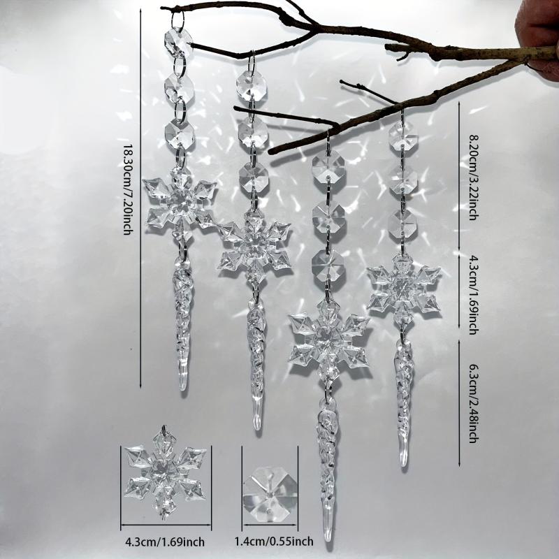 4pcs Snowflake Crystal Pendant Christmas Tree Decoration