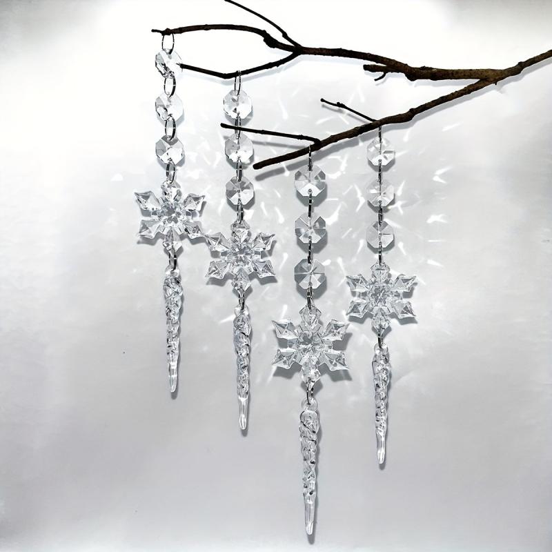 4pcs Snowflake Crystal Pendant Christmas Tree Decoration