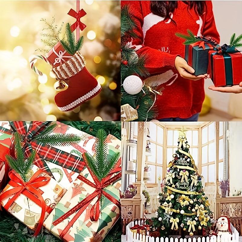12Pcs Christmas Artificial Green Pine Needles for DIY Wreath Crafts
