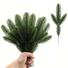 12Pcs Christmas Artificial Green Pine Needles for DIY Wreath Crafts