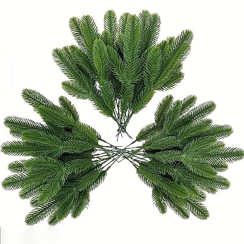 12Pcs Christmas Artificial Green Pine Needles for DIY Wreath Crafts