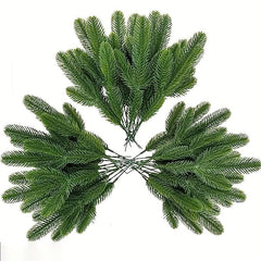 12Pcs Christmas Artificial Green Pine Needles for DIY Wreath Crafts