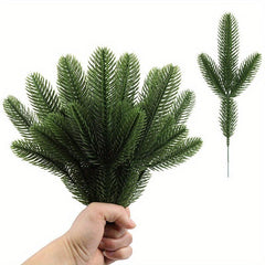 12Pcs Christmas Artificial Green Pine Needles for DIY Wreath Crafts