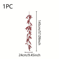 139cm Red Berry Rattan Artificial Holly Fruit Hanging Rattan