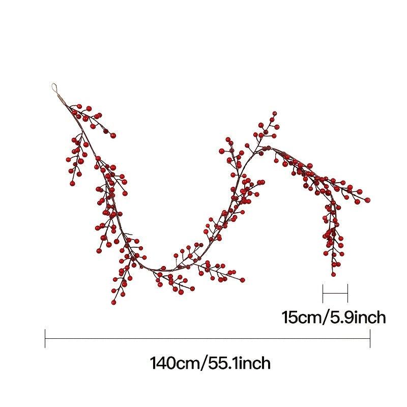 139cm Red Berry Rattan Artificial Holly Fruit Hanging Rattan