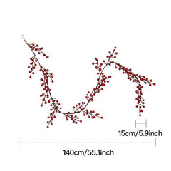 139cm Red Berry Rattan Artificial Holly Fruit Hanging Rattan