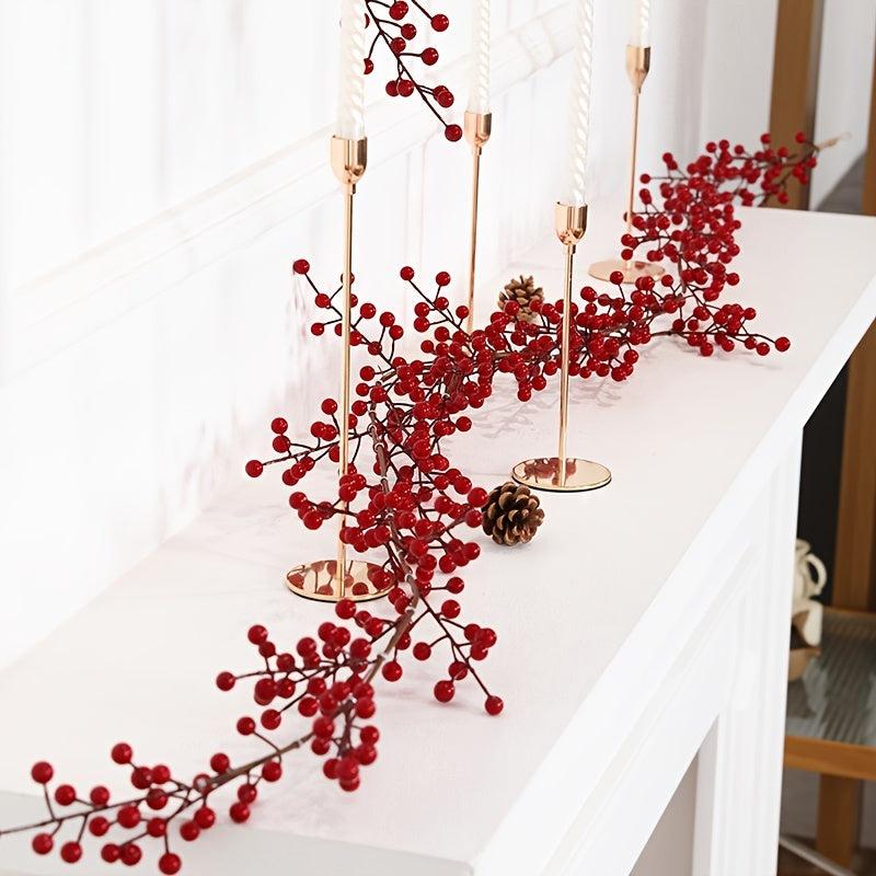 139cm Red Berry Rattan Artificial Holly Fruit Hanging Rattan