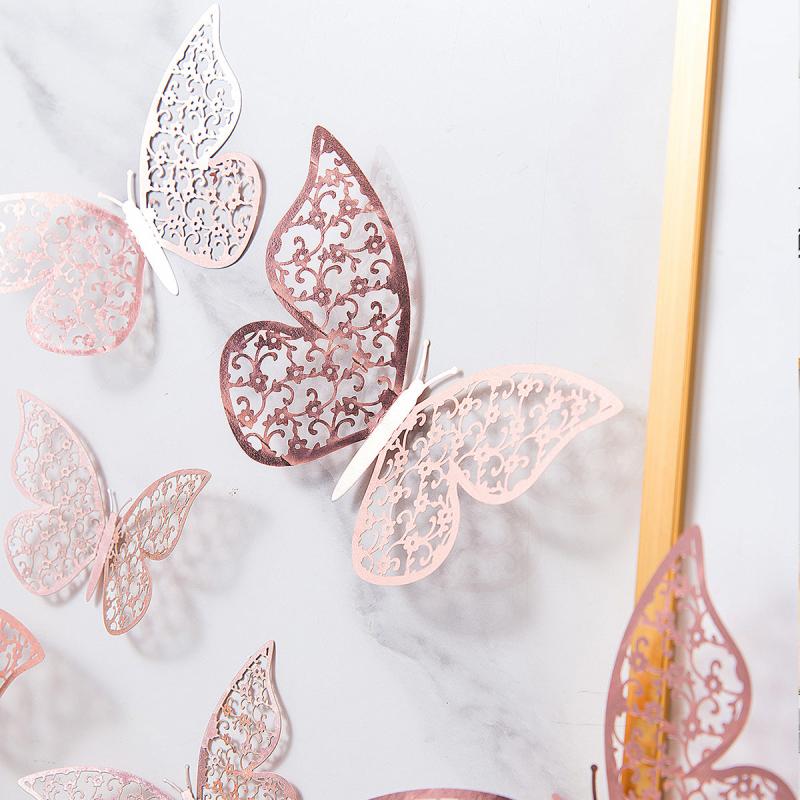 12pcs 3D Butterfly Wall Stickers for Room Decor in 3 Sizes