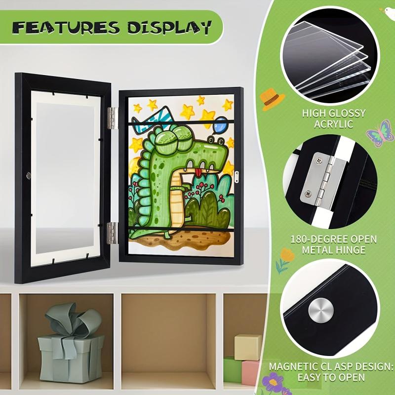 Wooden Art Frames Storage Box Flip Lid Home Decor