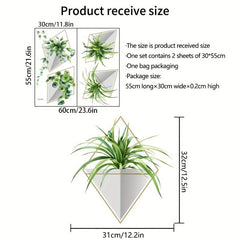 2pcs Green Plant Wall Sticker Self Adhesive Decoration for Living Room & Bedroom