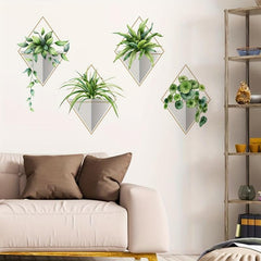 2pcs Green Plant Wall Sticker Self Adhesive Decoration for Living Room & Bedroom
