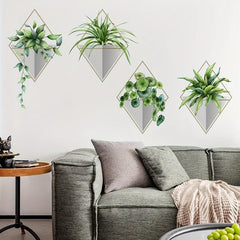 2pcs Green Plant Wall Sticker Self Adhesive Decoration for Living Room & Bedroom