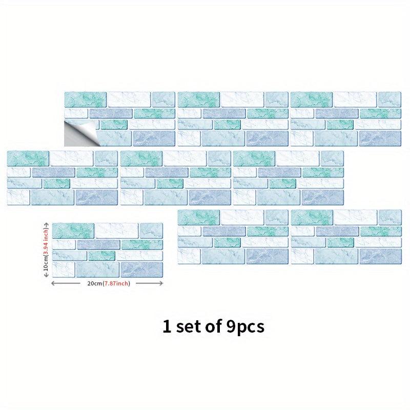 9pcs Marble Patterned Peel And Stick Backsplash Tiles Sticker