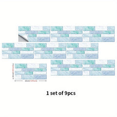 9pcs Marble Patterned Peel And Stick Backsplash Tiles Sticker