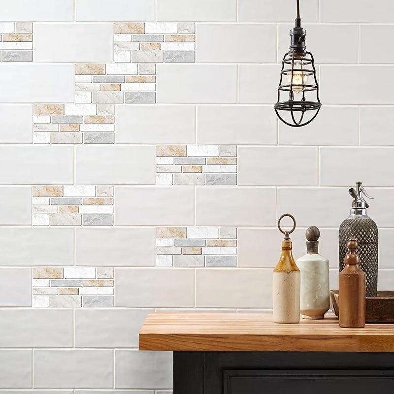 9pcs Marble Patterned Peel And Stick Backsplash Tiles Sticker