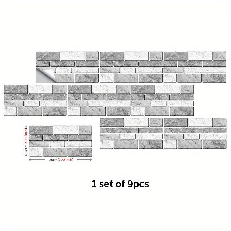 9pcs Marble Patterned Peel And Stick Backsplash Tiles Sticker