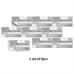 9pcs Marble Patterned Peel And Stick Backsplash Tiles Sticker
