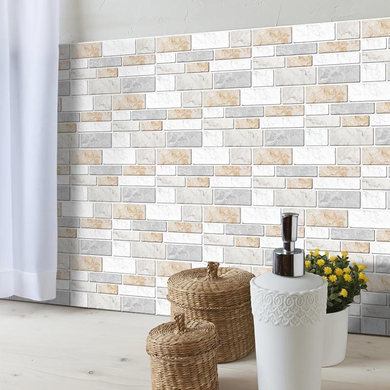 9pcs Marble Patterned Peel And Stick Backsplash Tiles Sticker