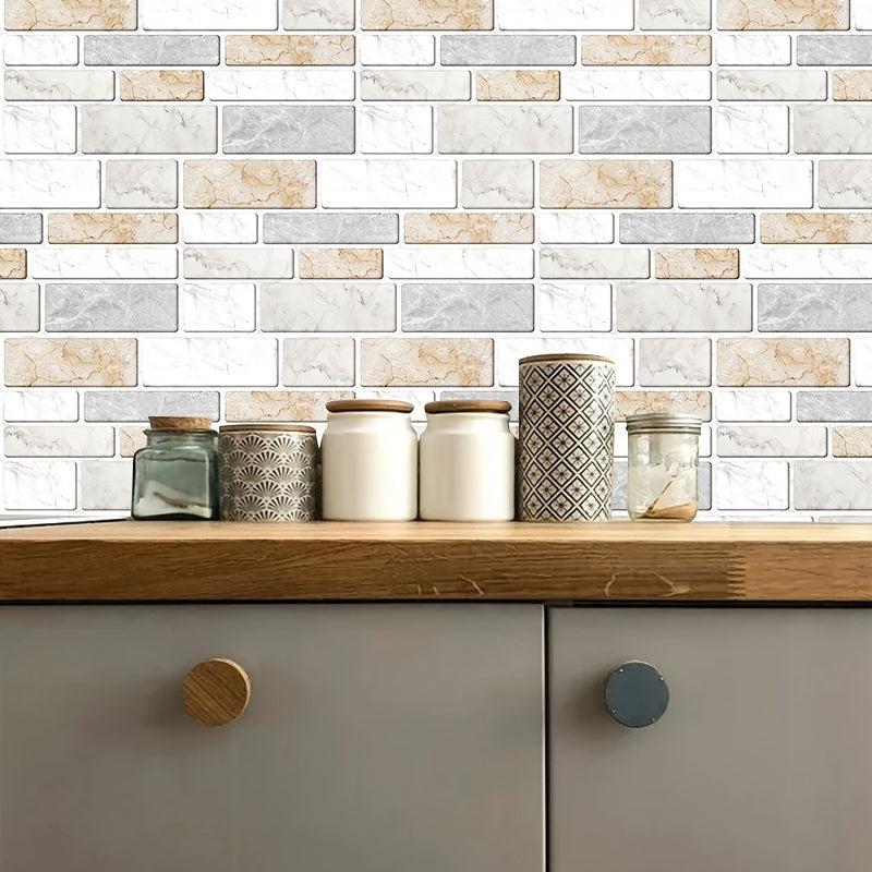 9pcs Marble Patterned Peel And Stick Backsplash Tiles Sticker