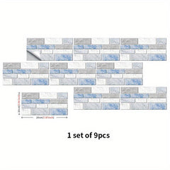 9pcs Marble Patterned Peel And Stick Backsplash Tiles Sticker