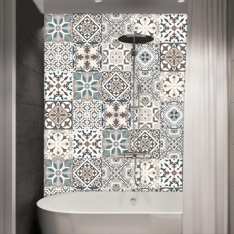 10pcs Vintage Tiles Sticker Peel And Stick Wallpaper For Kitchen Backsplash Bath