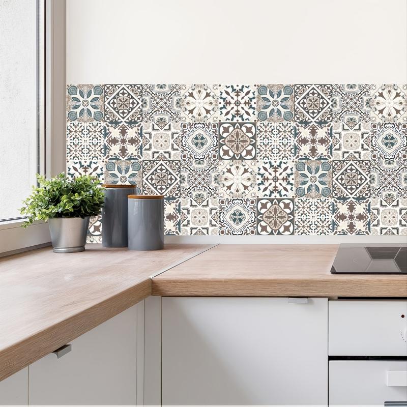 10pcs Vintage Tiles Sticker Peel And Stick Wallpaper For Kitchen Backsplash Bath