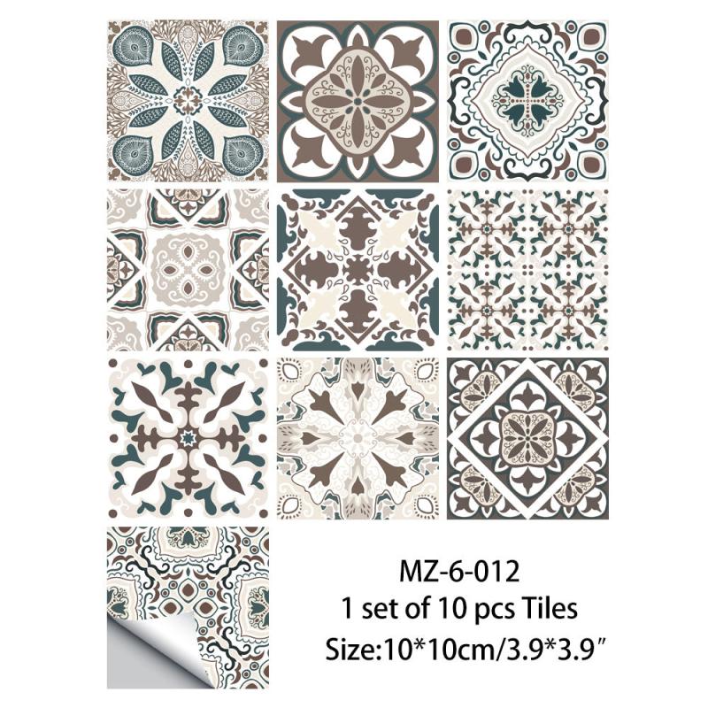 10pcs Vintage Tiles Sticker Peel And Stick Wallpaper For Kitchen Backsplash Bath