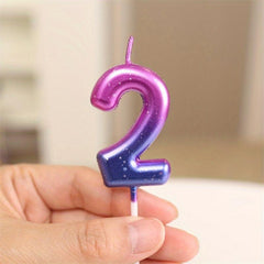 1pc Purple Number Candle Gradient Cake Decoration