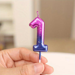 1pc Purple Number Candle Gradient Cake Decoration