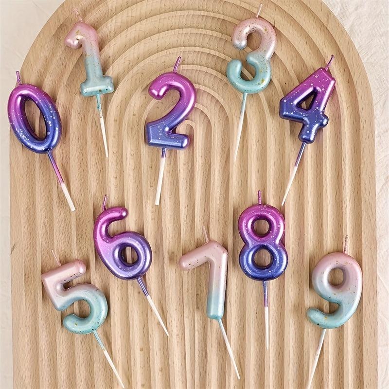 1pc Purple Number Candle Gradient Cake Decoration