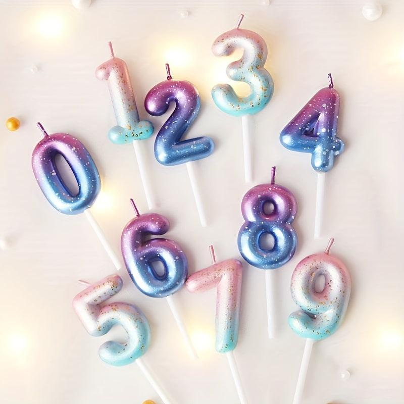 1pc Purple Number Candle Gradient Cake Decoration