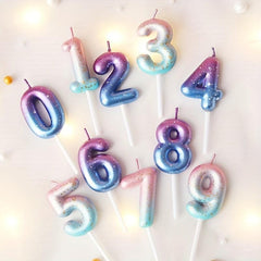 1pc Purple Number Candle Gradient Cake Decoration