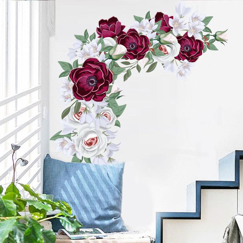 Rose Wall Sticker Decorative Flower Self Adhesive Decals