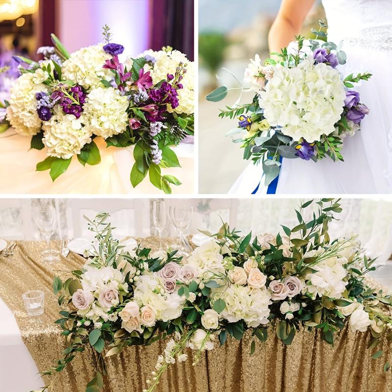 6pcs Artificial Hydrangea Silk Flower Heads for Weddings and Home Decor