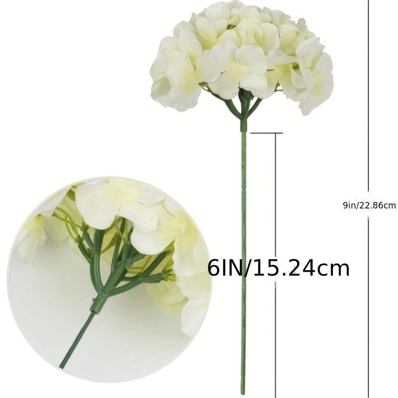 6pcs Artificial Hydrangea Silk Flower Heads for Weddings and Home Decor