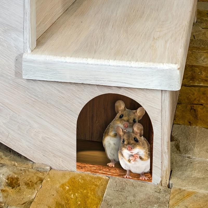Funny Mouse Cave Wall Sticker Cartoon Animal Sticker DIY Decor
