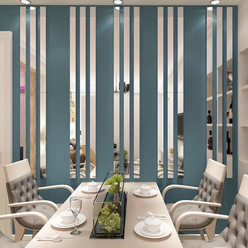 10pcs Minimalist Strip Mirror Wall Sticker Self-adhesive Acrylic Mirrors