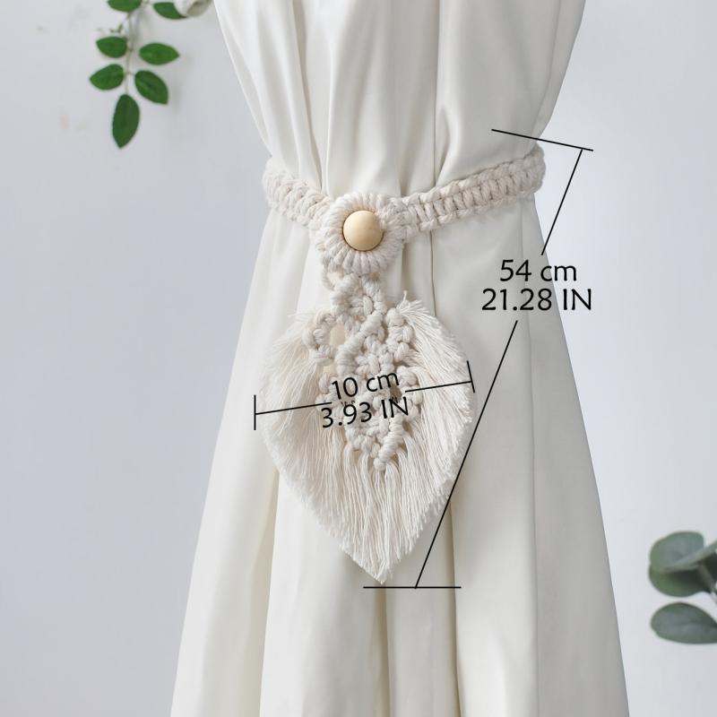 1pc Boho Curtain Tiebacks Handwoven Leaf Strap Bedroom Decor