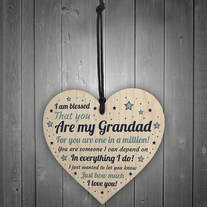 Personalized Wooden Heart Gift for Grandad - Birthday or Christmas Present