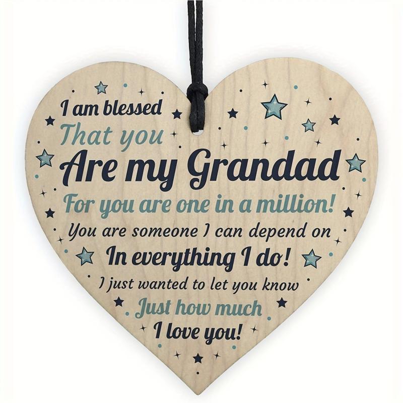 Personalized Wooden Heart Gift for Grandad - Birthday or Christmas Present
