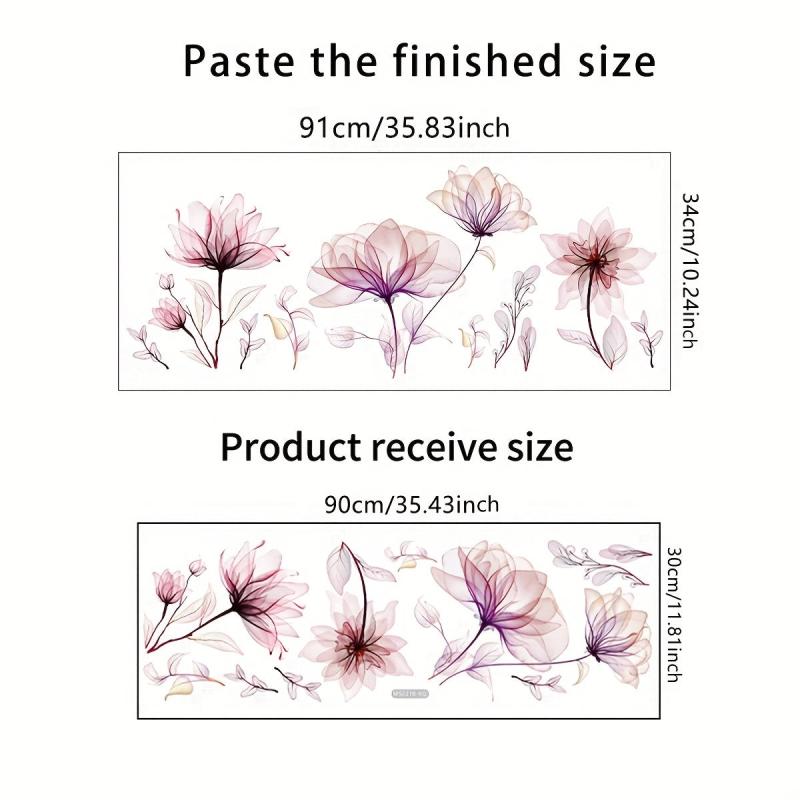 Splash Ink Style Red Flower Wall Stickers for Girls Room