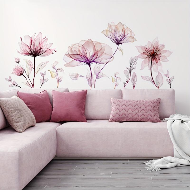 Splash Ink Style Red Flower Wall Stickers for Girls Room