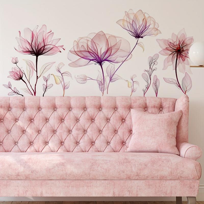 Splash Ink Style Red Flower Wall Stickers for Girls Room