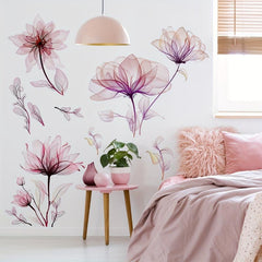 Splash Ink Style Red Flower Wall Stickers for Girls Room