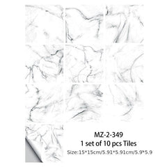 10pcs Marble Tile Stickers - Waterproof Self Adhesive Vinyl Tiles