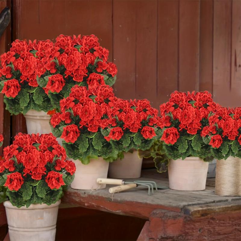 2Pcs 14'' Large Artificial Geranium Faux Plastic Purple Flowers