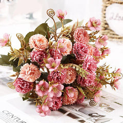 Retro Peony Hydrangea Flower Arrangement, Indoor Decor & Mother's Birthday Gift