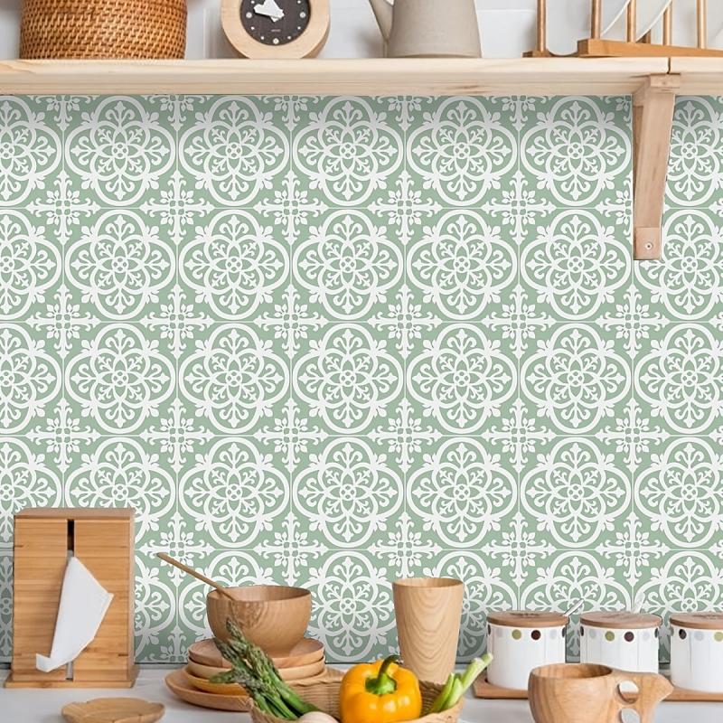 10pcs Bohemian Style Kitchen Tile Stickers Self Adhesive Home Decor