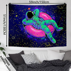 Astronaut Donut UV Light Tapestry for Wall Decor