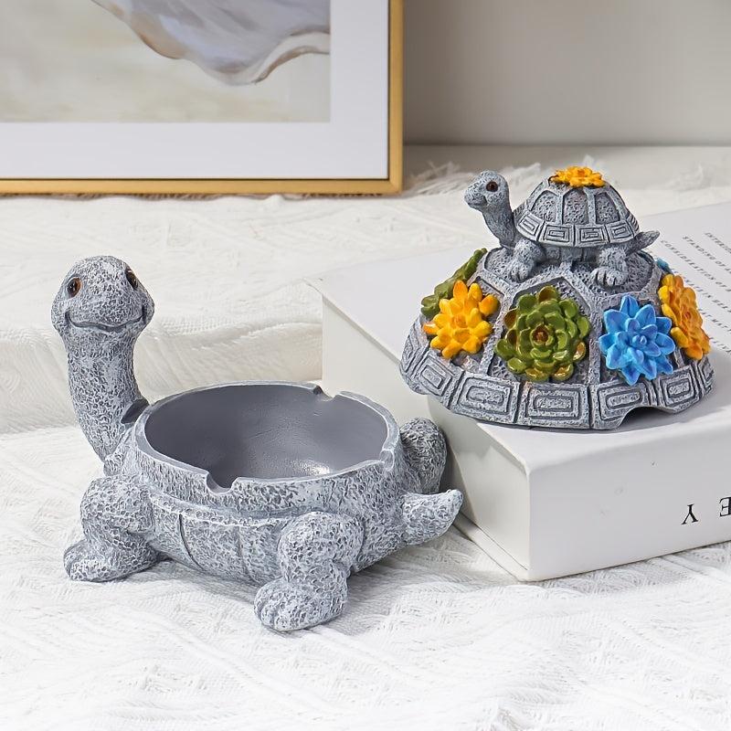 Handcrafted Turtle Ashtray with Lid Smoke Proof Home Decor